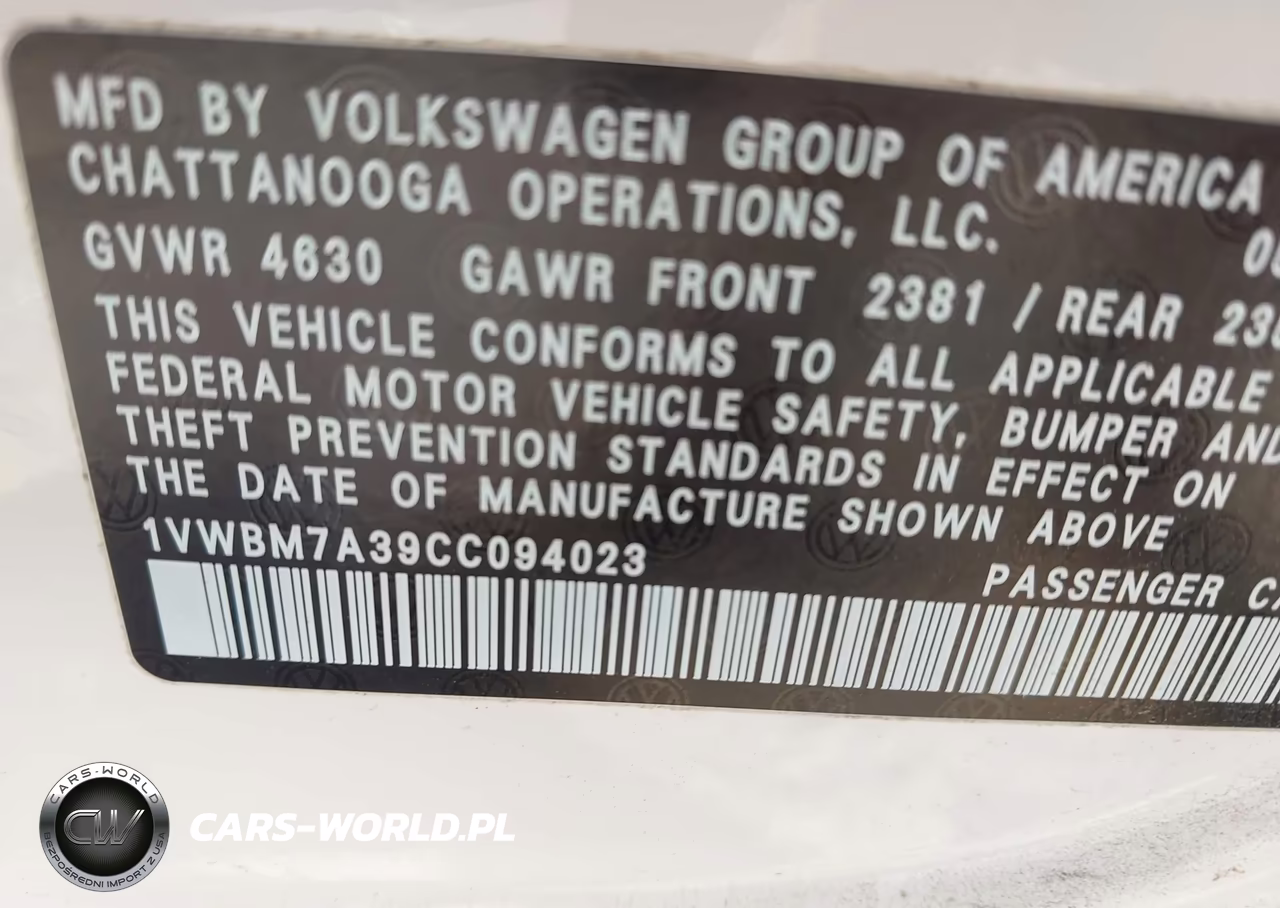 2012 Volkswagen Passat 3.6L V6 Se VIN:1VWBM7A39CC094023 - 9