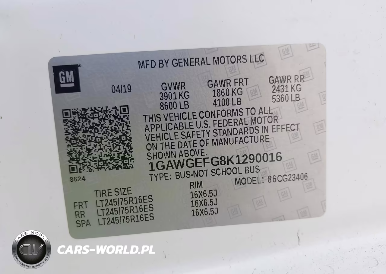 2019 Chevrolet Express 2500 Ls VIN:1GAWGEFG8K1290016 - 9