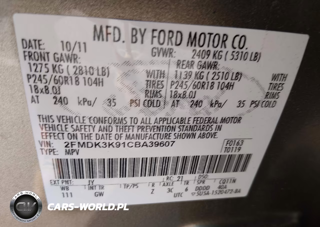 2012 Ford Edge Limited VIN:2FMDK3K91CBA39607 - 9