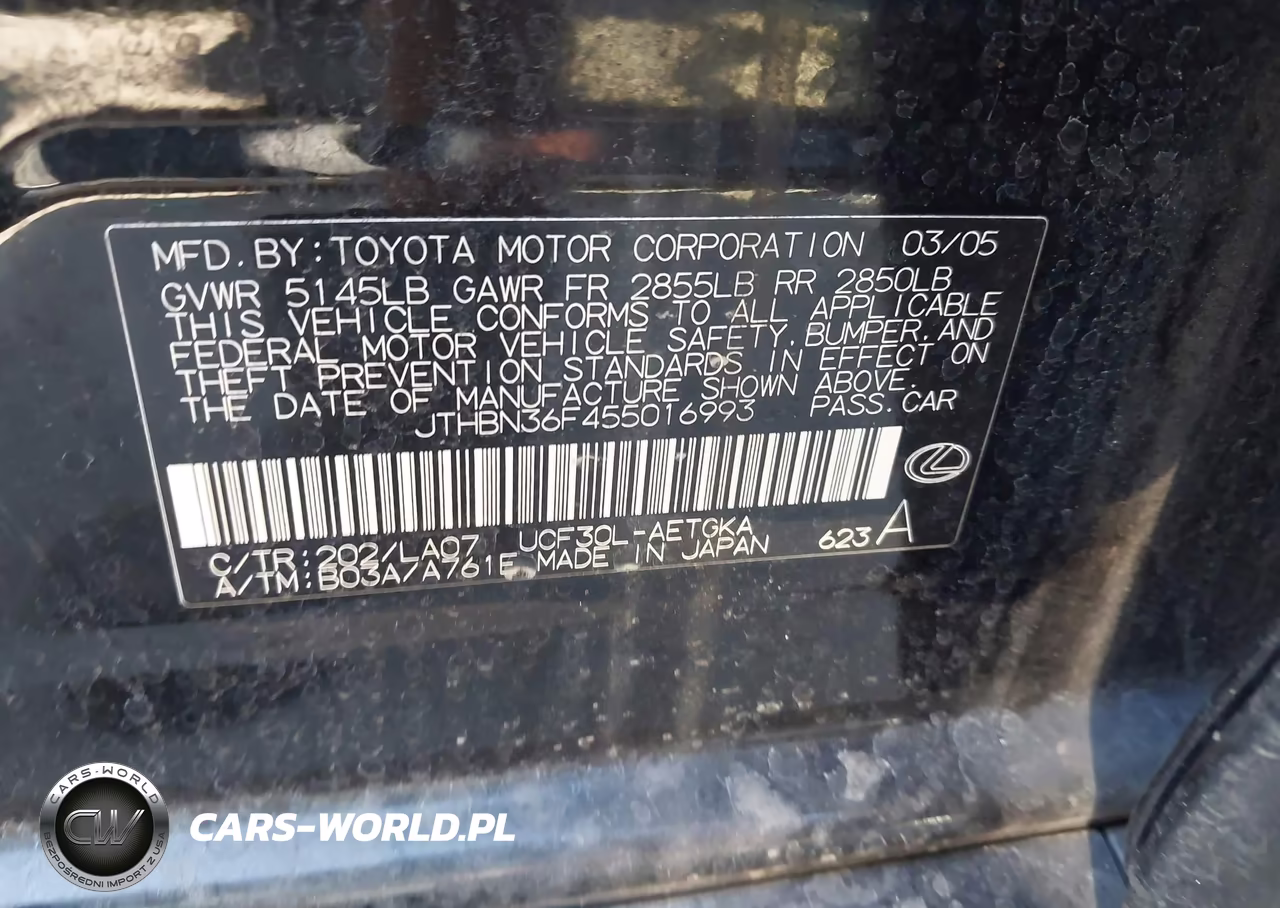 2005 Lexus Ls 430 VIN:JTHBN36F455016993 - 9