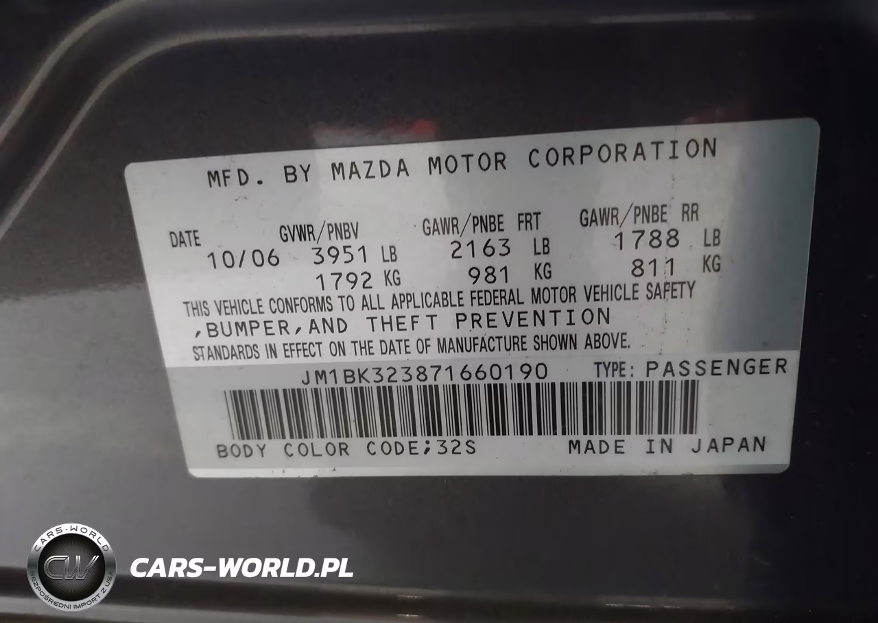 2007 Mazda Mazda3 S Touring VIN:JM1BK323871660190 - 9