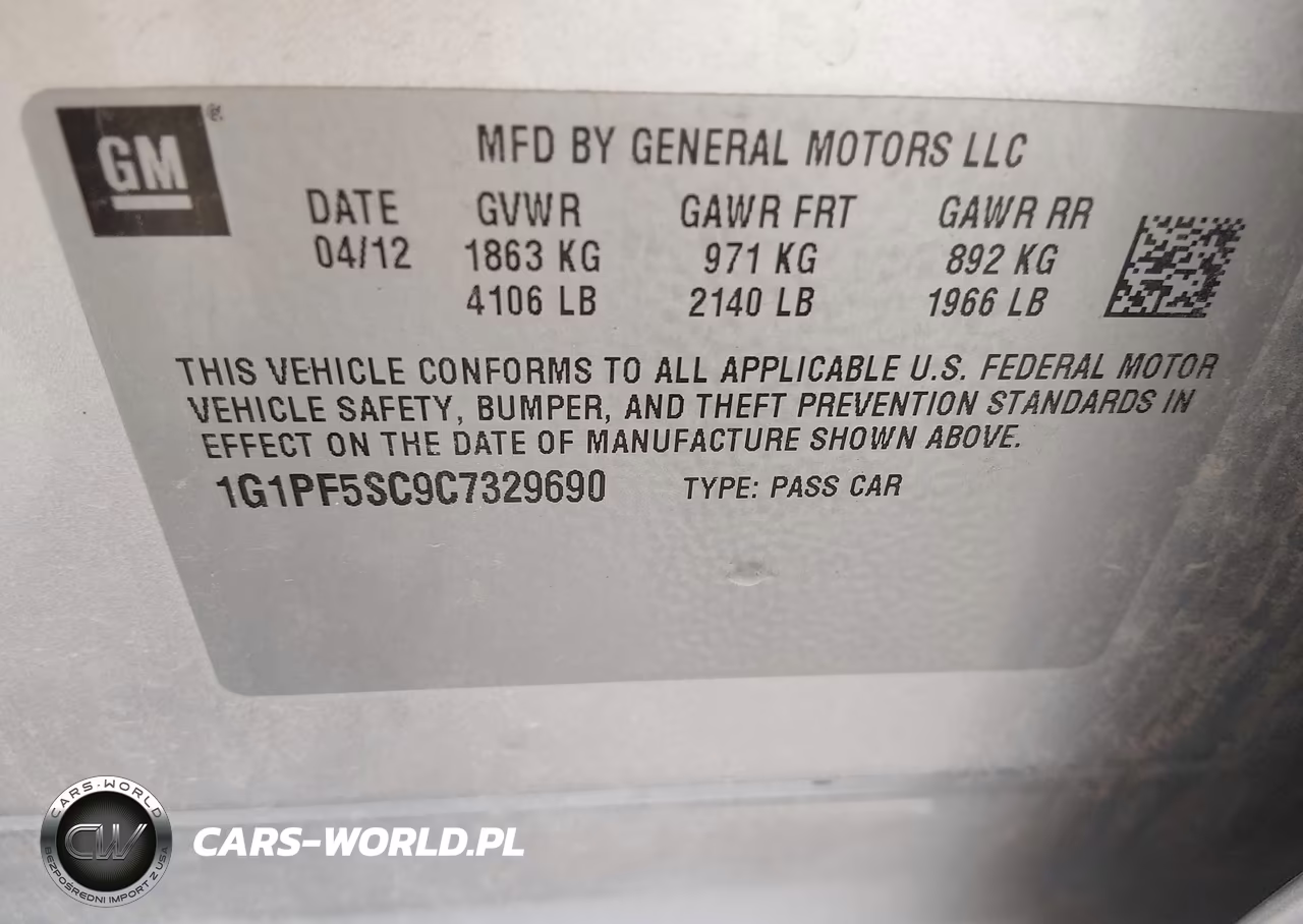 2012 Chevrolet Cruze Lt VIN:1G1PF5SC9C7329690 - 9
