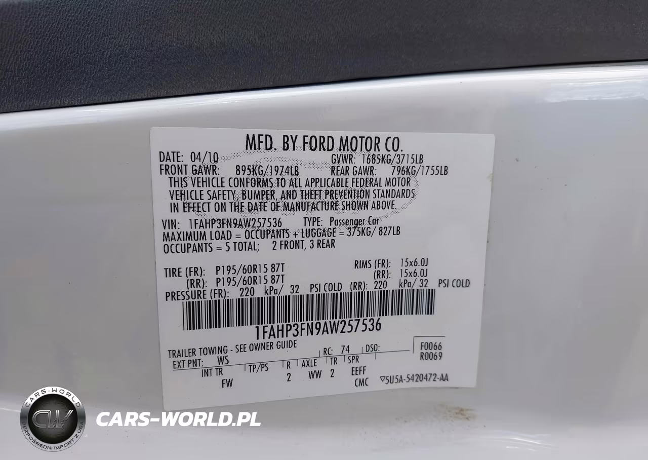 2010 Ford Focus Se VIN:1FAHP3FN9AW257536 - 9