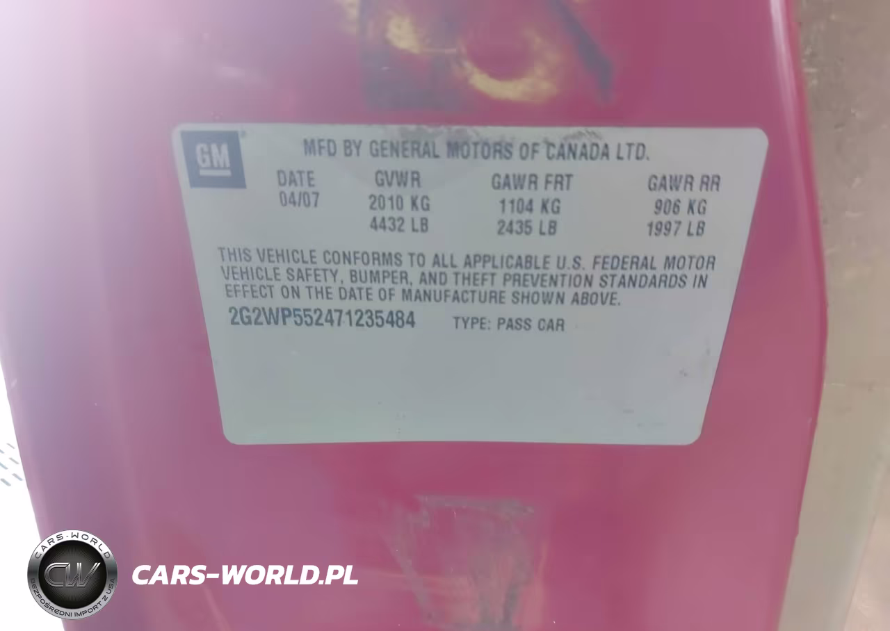 2007 Pontiac Grand Prix VIN:2G2WP552471235484 - 9
