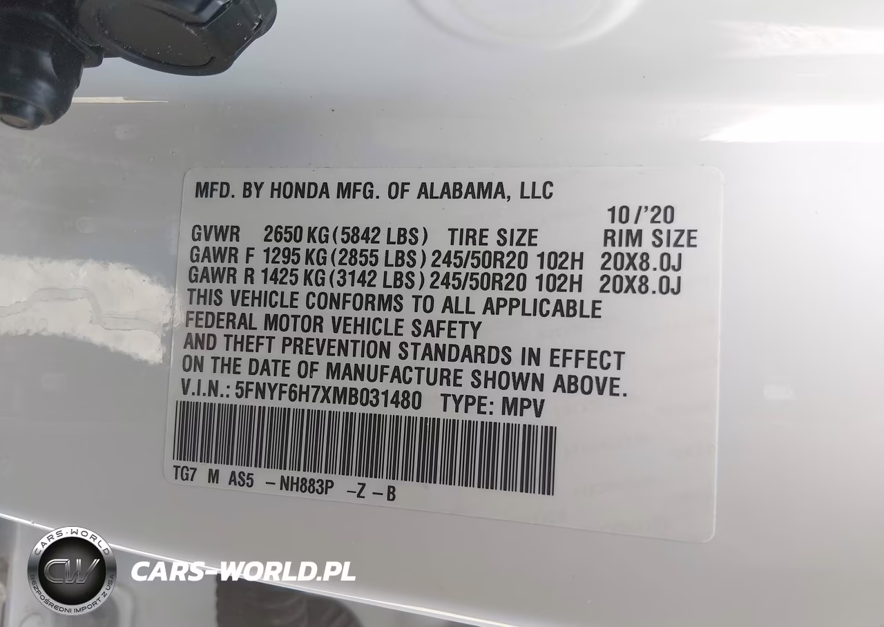 2021 Honda Pilot Awd Black Edition VIN:5FNYF6H7XMB031480 - 9