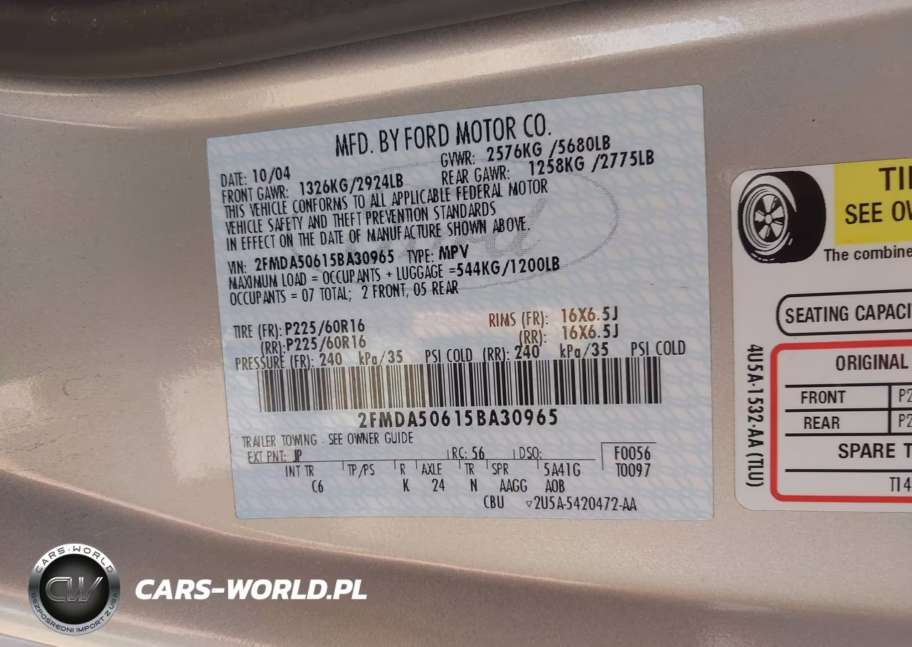 2005 Ford Freestar S VIN:2FMDA50615BA30965 - 9