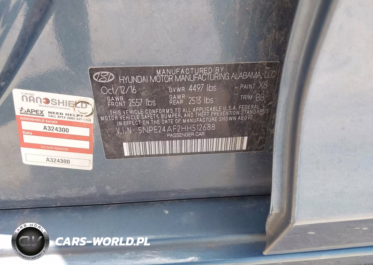 2017 Hyundai Sonata Se VIN:5NPE24AF2HH512688 - 9