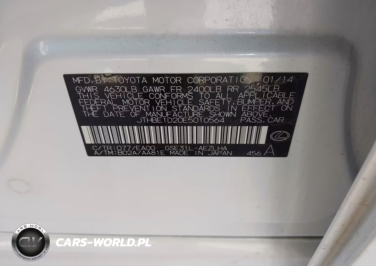 2014 Lexus Is 350 VIN:JTHBE1D20E5010564 - 9