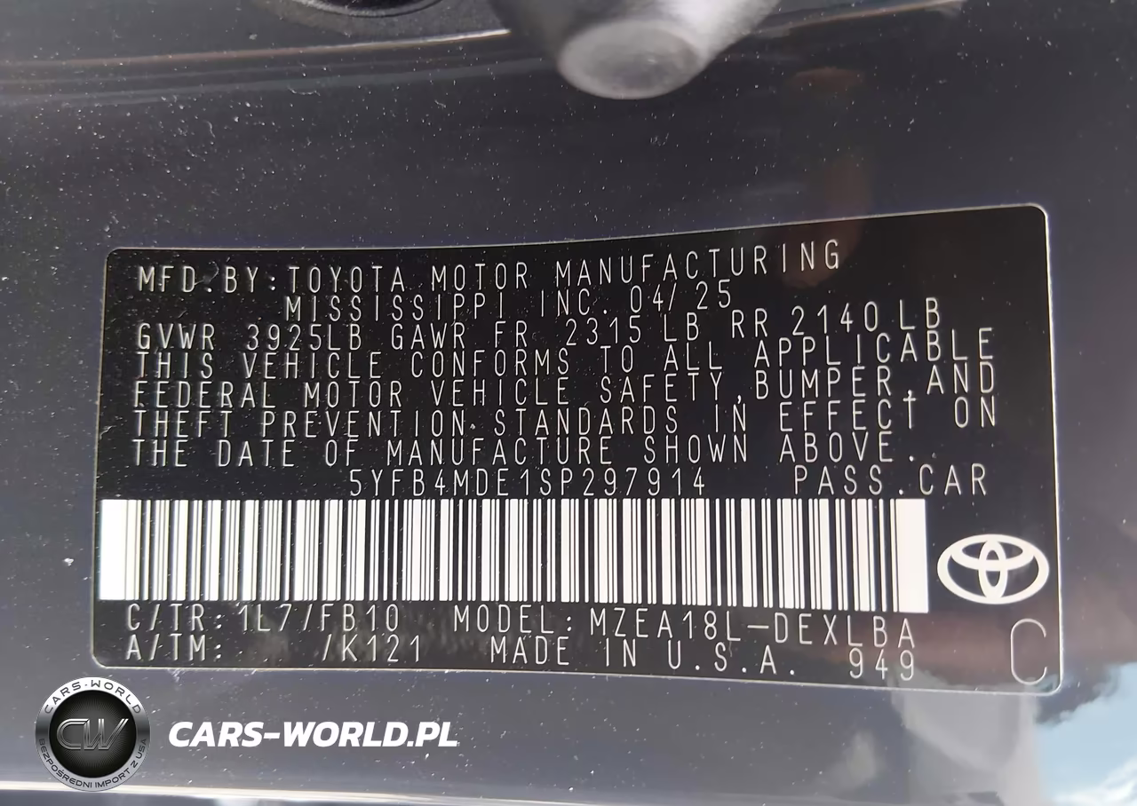 2025 Toyota Corolla Le VIN:5YFB4MDE1SP297914 - 9