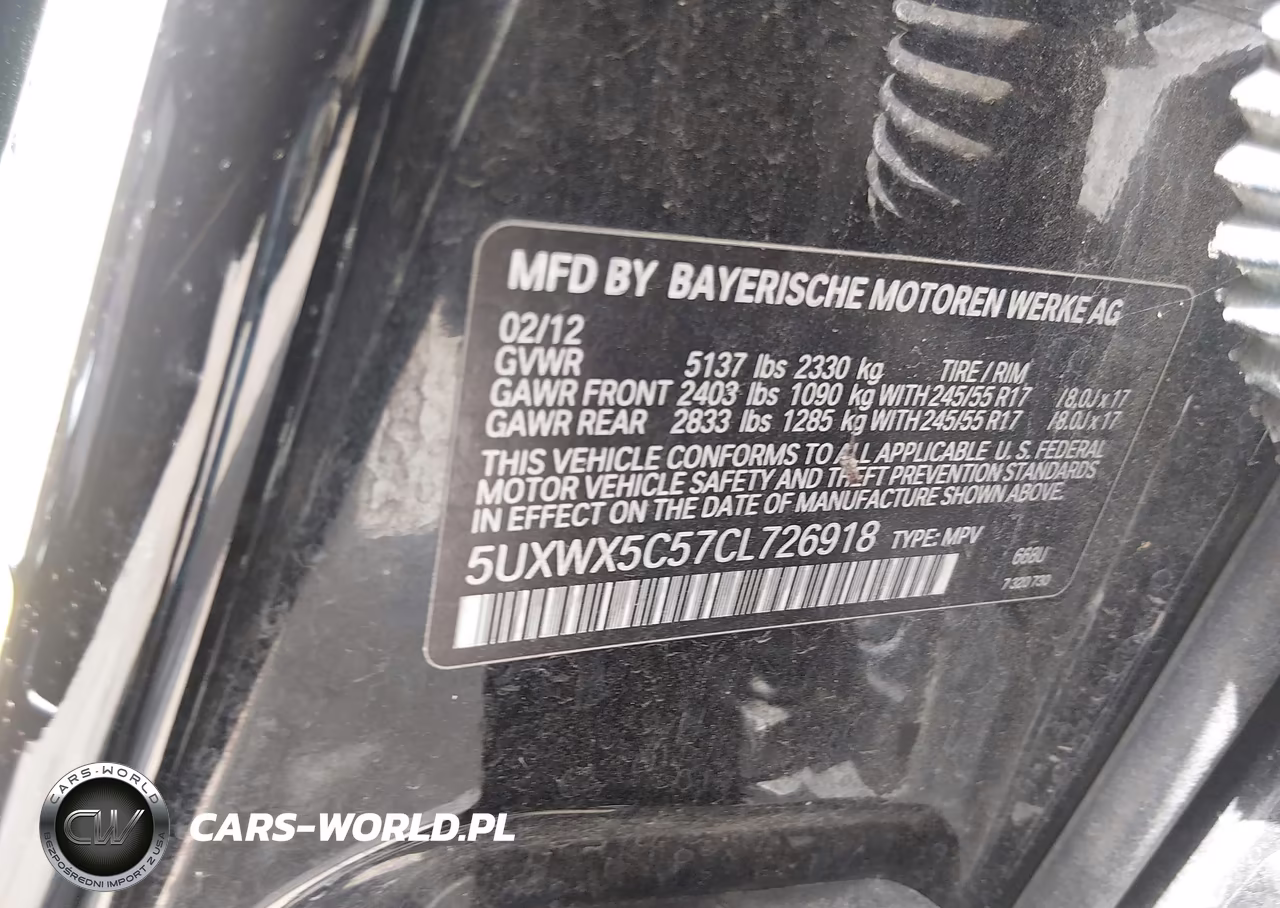 2012 BMW X3 xDrive28I VIN:5UXWX5C57CL726918 - 9