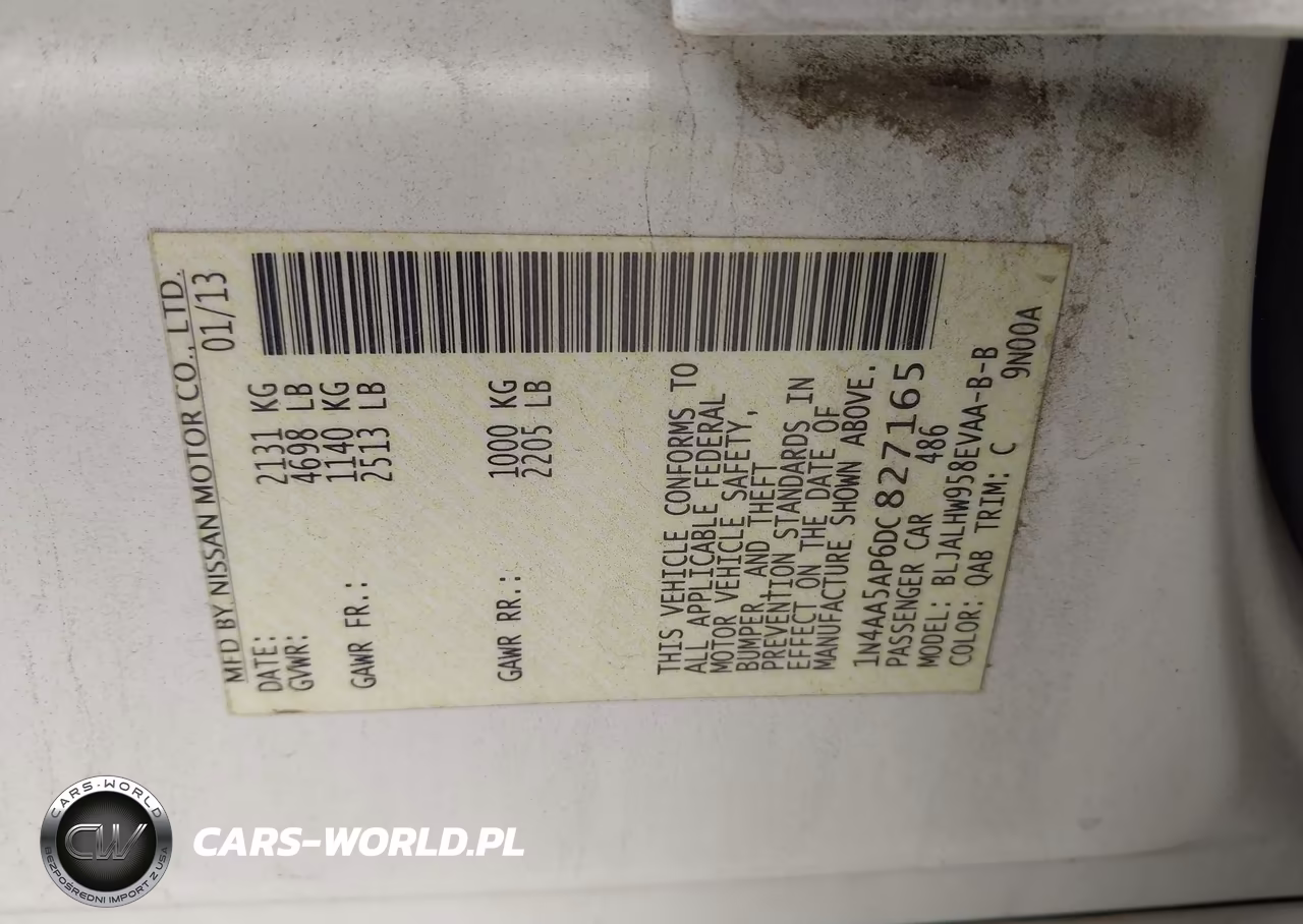 2013 Nissan Maxima 3.5 Sv VIN:1N4AA5AP6DC827165 - 9