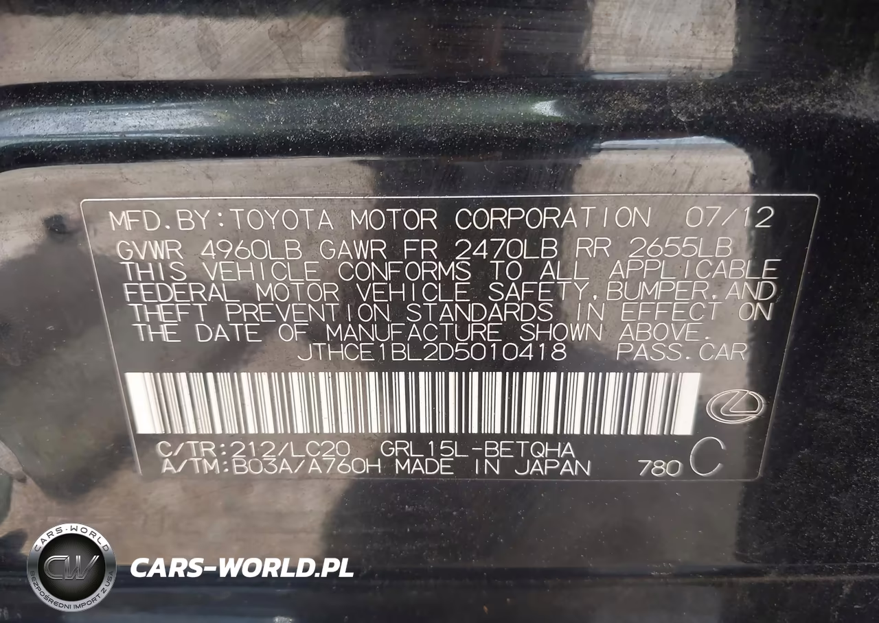 2013 Lexus Gs 350 VIN:JTHCE1BL2D5010418 - 9
