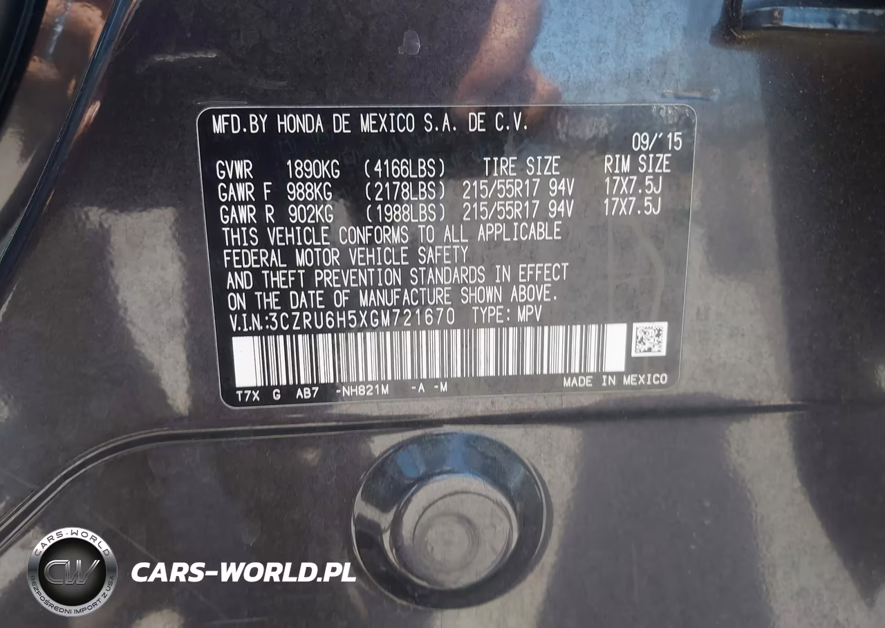 2016 Honda Hr-V Ex VIN:3CZRU6H5XGM721670 - 9