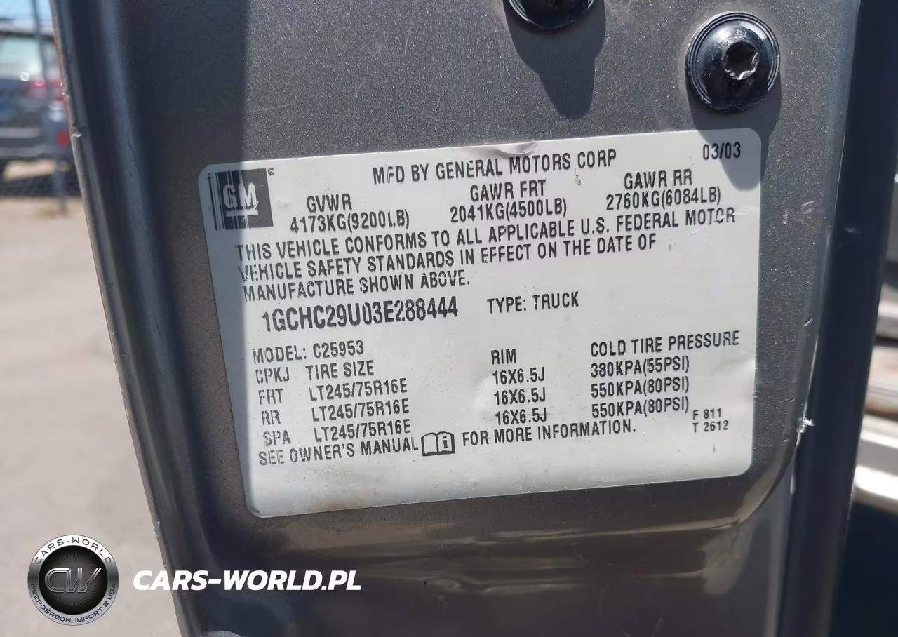 2003 Chevrolet Silverado 2500Hd Ls VIN:1GCHC29U03E288444 - 9
