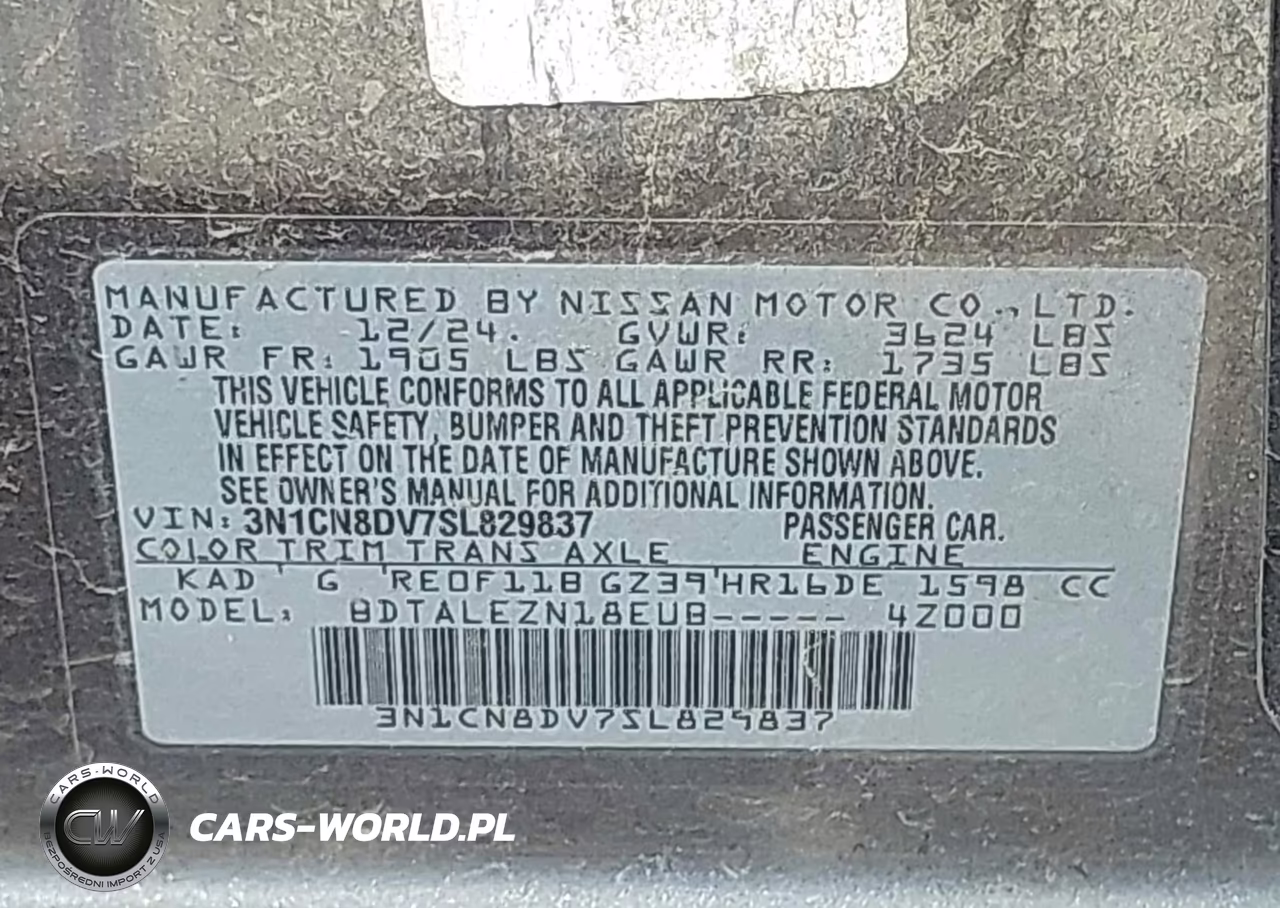 2025 Nissan Versa 1.6 S VIN:3N1CN8DV7SL829837 - 9