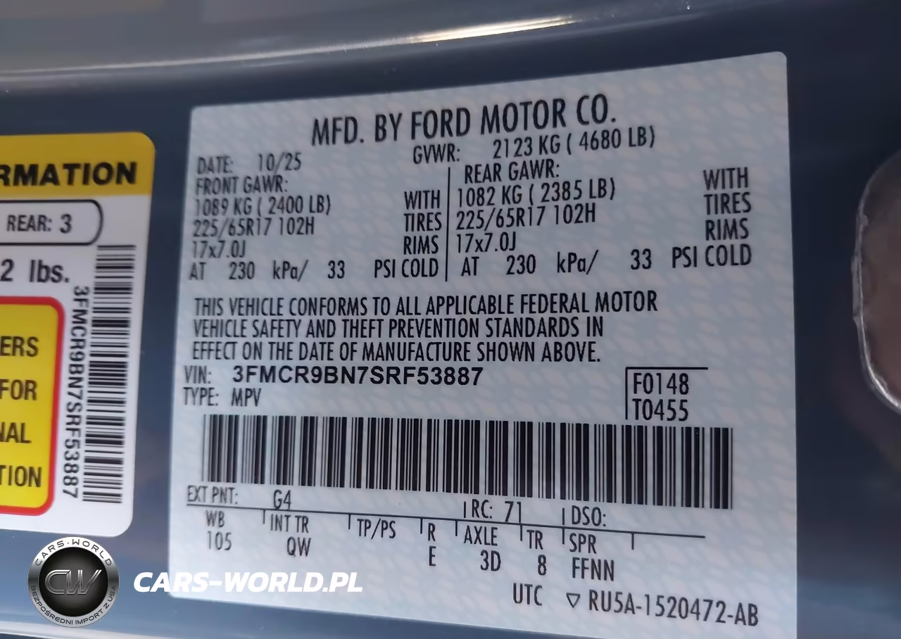 2025 Ford Bronco Sport Big Bend VIN:3FMCR9BN7SRF53887 - 9