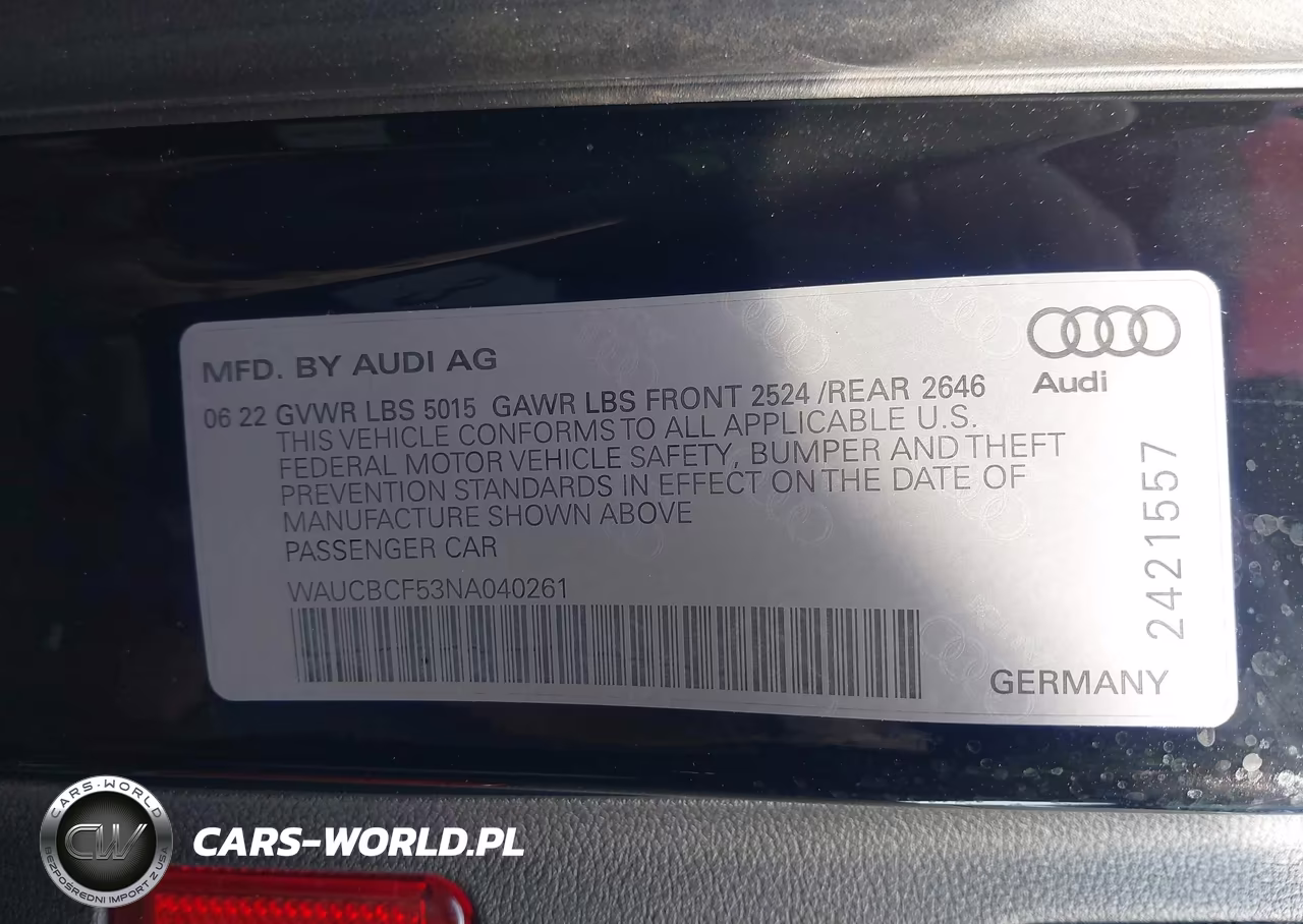 2022 Audi A5 Sportback Premium Plus 40 Tfsi Quattro S Tronic VIN:WAUCBCF53NA040261 - 9