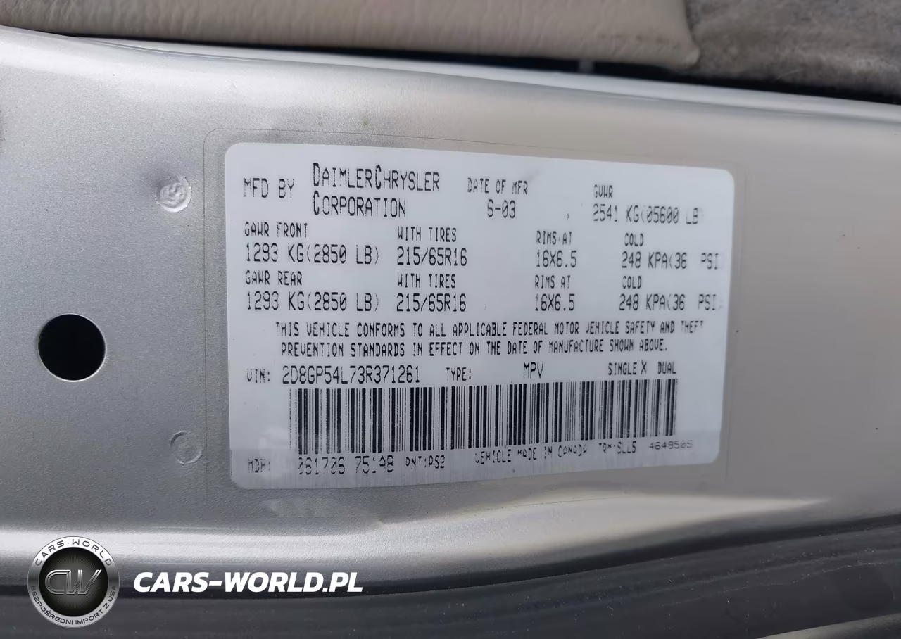 2003 Dodge Grand Caravan Es VIN:2D8GP54L73R371261 - 9