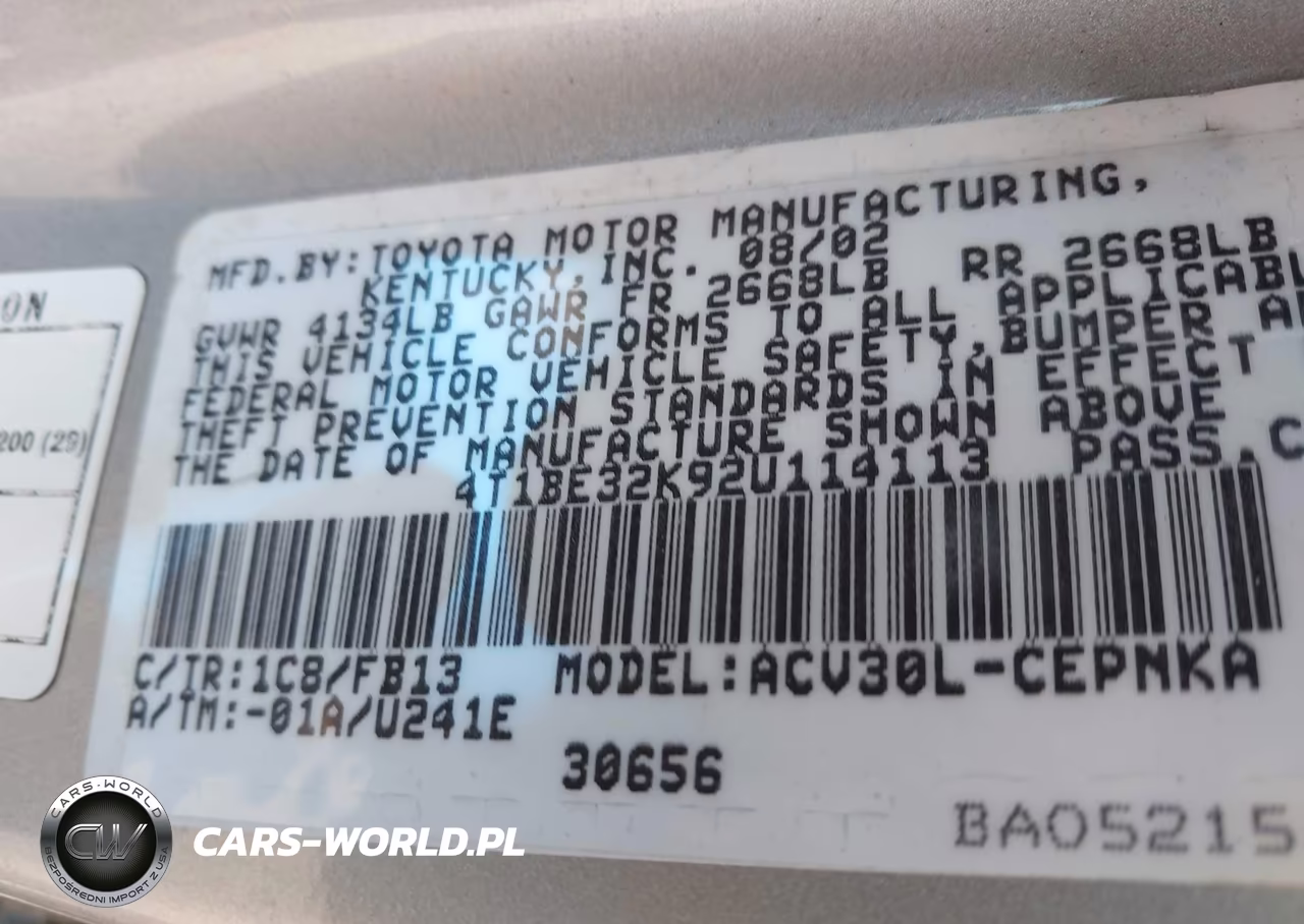2002 Toyota Camry Le VIN:4T1BE32K92U114113 - 9