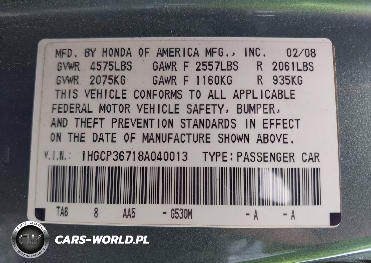 2008 Honda Accord 3.5 Ex VIN:1HGCP36718A040013 - 9
