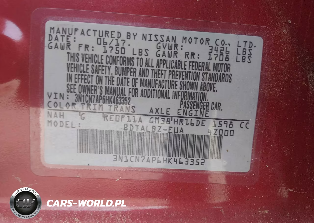 2017 Nissan Versa 1.6 Sv VIN:3N1CN7AP6HK463352 - 9