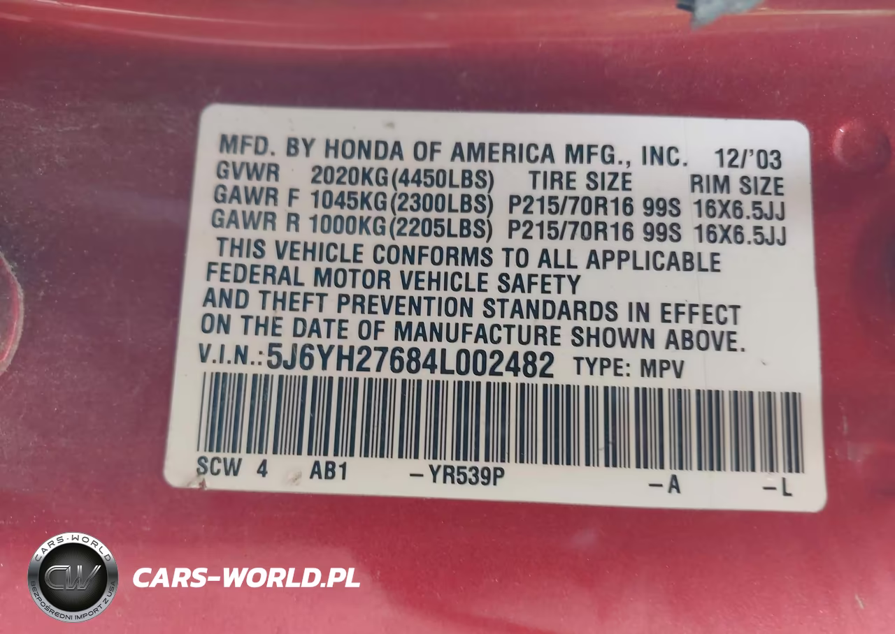2004 Honda Element Ex VIN:5J6YH27684L002482 - 9
