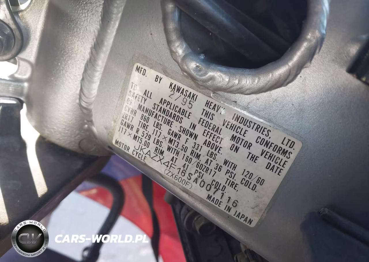 1995 Kawasaki Zx600 F VIN:JKAZX4F16SA007116 - 10