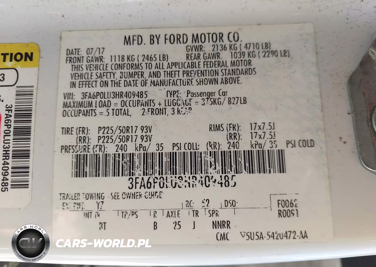 2017 Ford Fusion Hybrid Se VIN:3FA6P0LU3HR409485 - 9