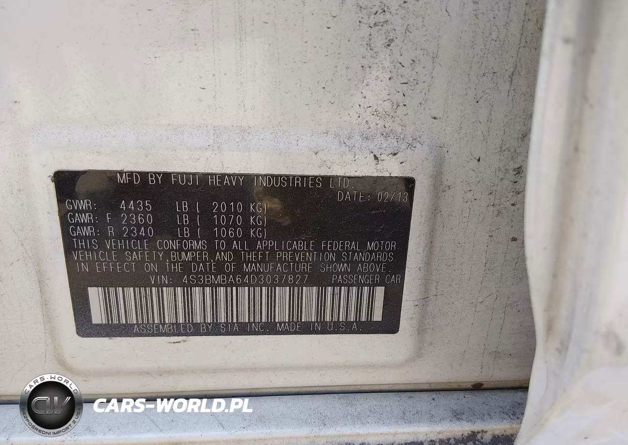 2013 Subaru Legacy 2.5I VIN:4S3BMBA64D3037827 - 9