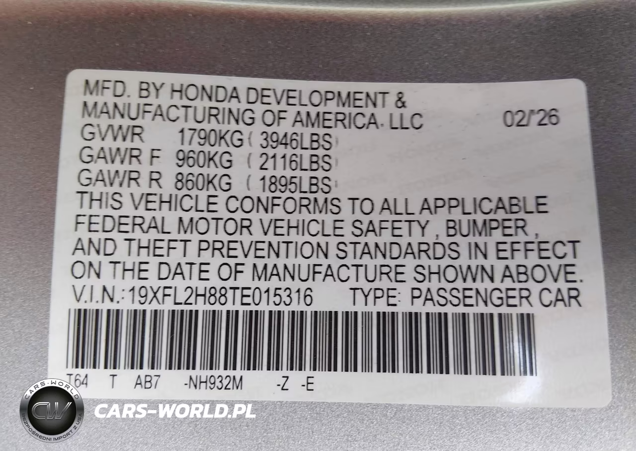 2026 Honda Civic Sport VIN:19XFL2H88TE015316 - 9