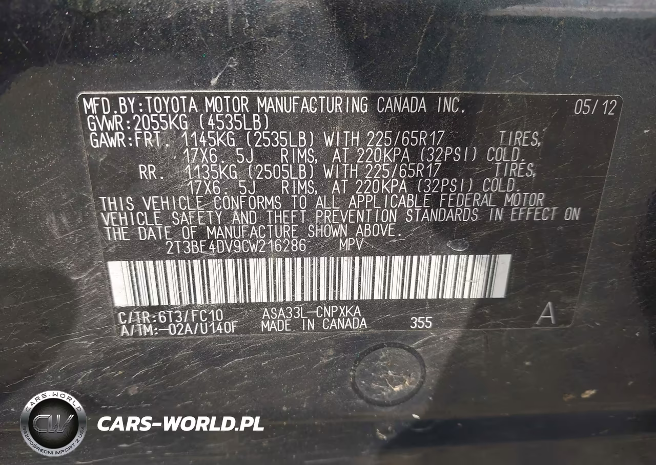 2012 Toyota Rav4 VIN:2T3BF4DV9CW216286 - 9
