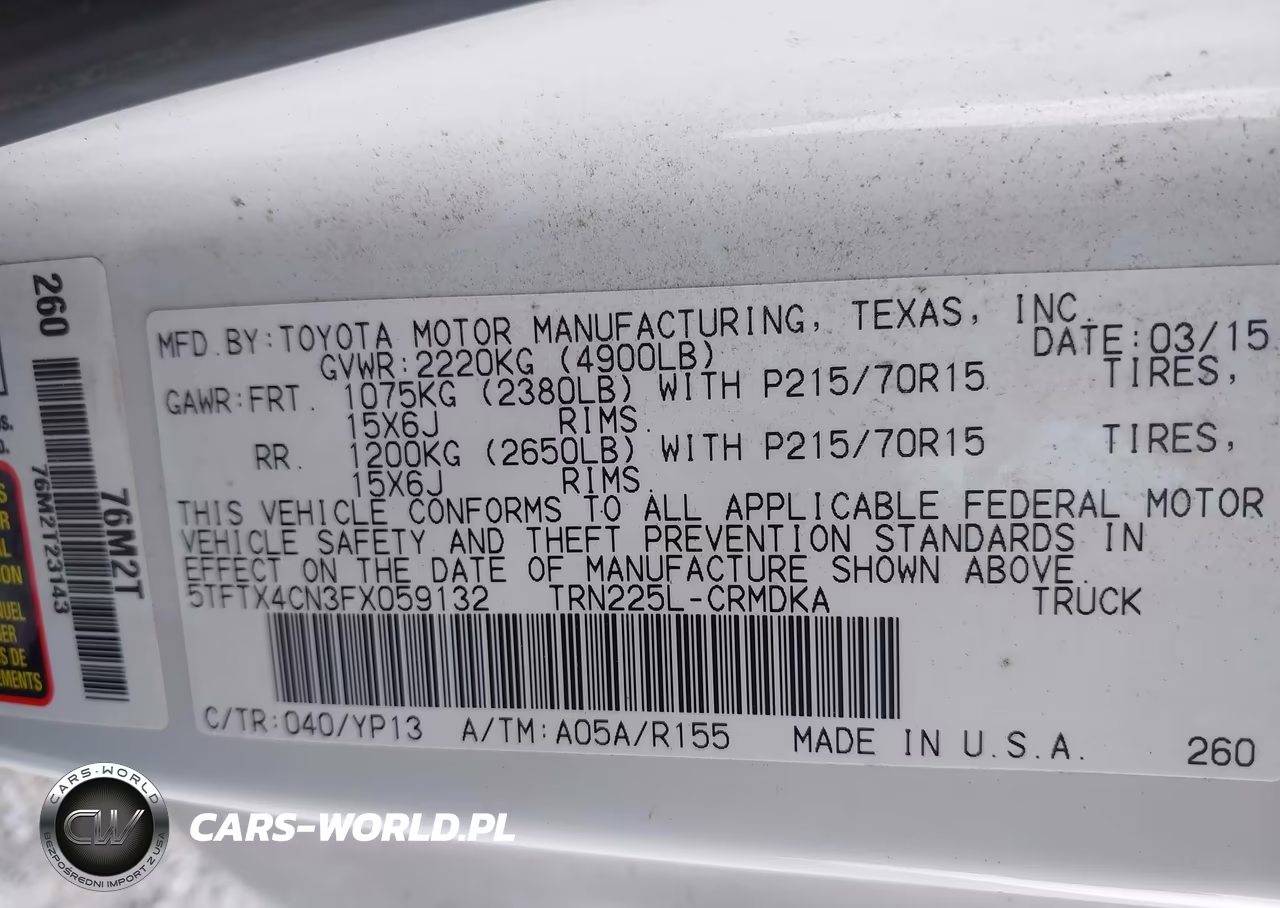 2015 Toyota Tacoma VIN:5TFTX4CN3FX059132 - 9