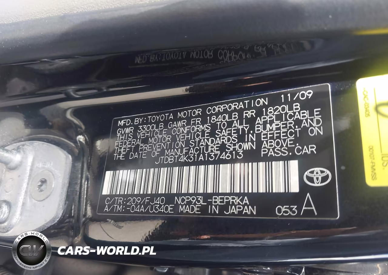 2010 Toyota Yaris VIN:JTDBT4K31A1374613 - 9