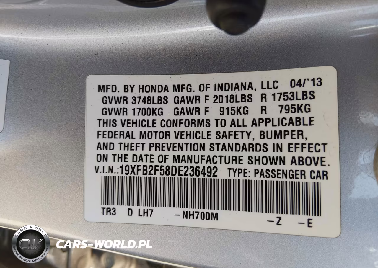 2013 Honda Civic Lx VIN:19XFB2F58DE236492 - 9