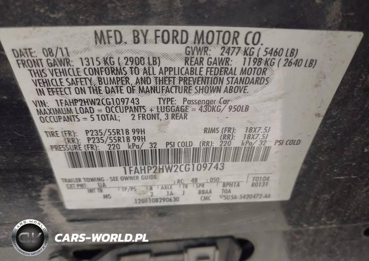 2012 Ford Taurus Sel VIN:1FAHP2HW2CG109743 - 9