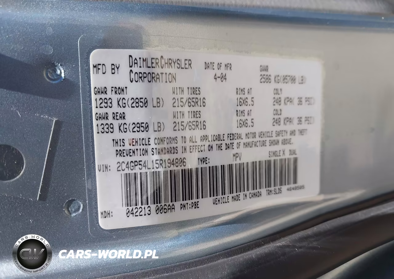 2005 Chrysler Town & Country Touring VIN:2C4GP54L15R194806 - 9