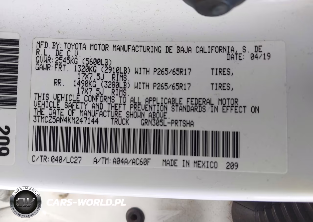 2019 Toyota Tacoma Trd Sport VIN:3TMCZ5AN4KM247144 - 9