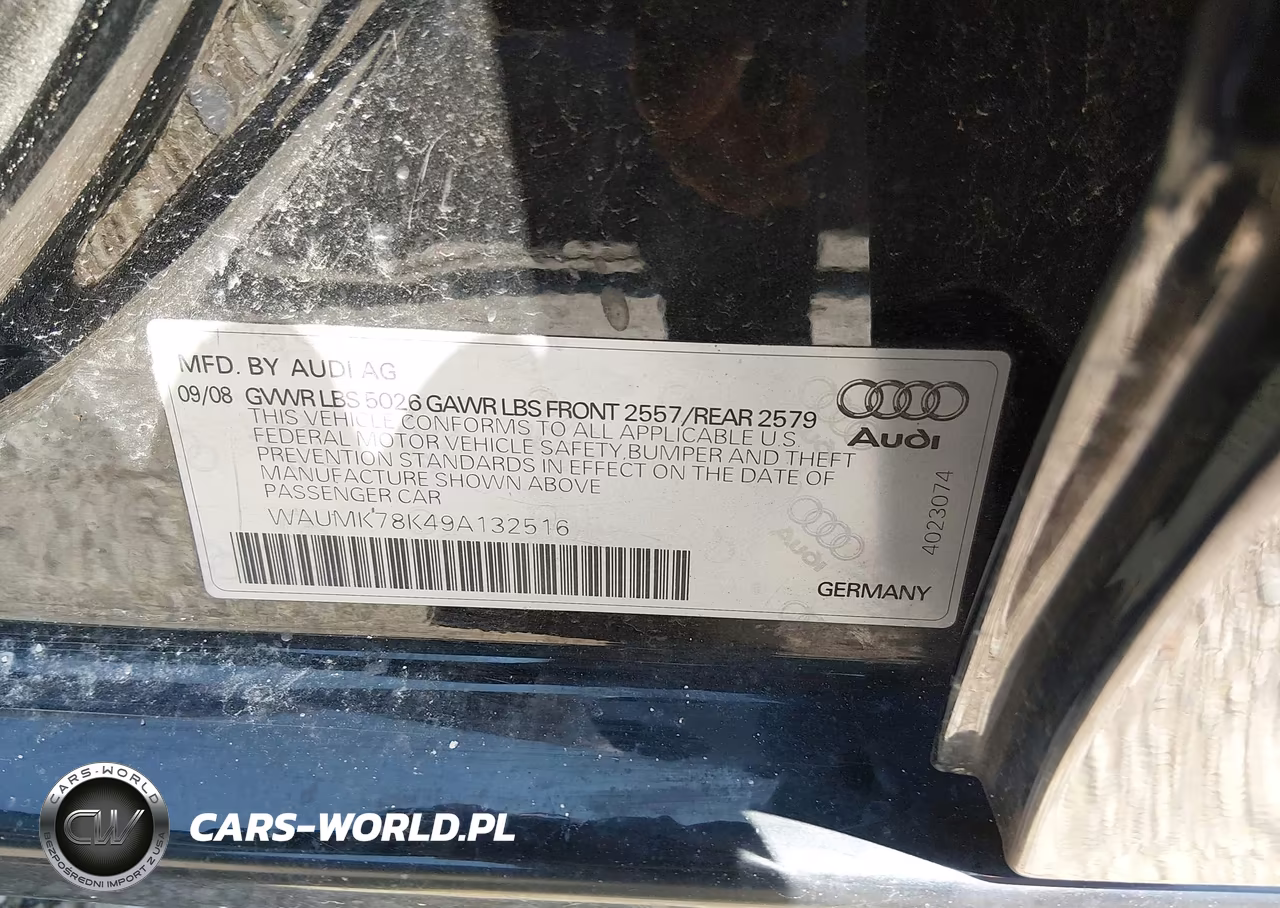 2009 Audi A4 3.2 Premium Plus VIN:WAUMK78K49A132516 - 9