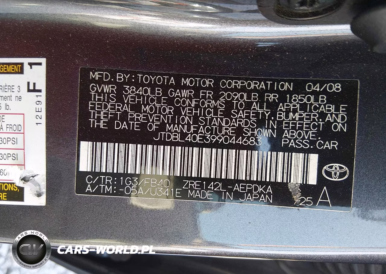 2009 Toyota Corolla Le VIN:JTDBL40E399044683 - 9