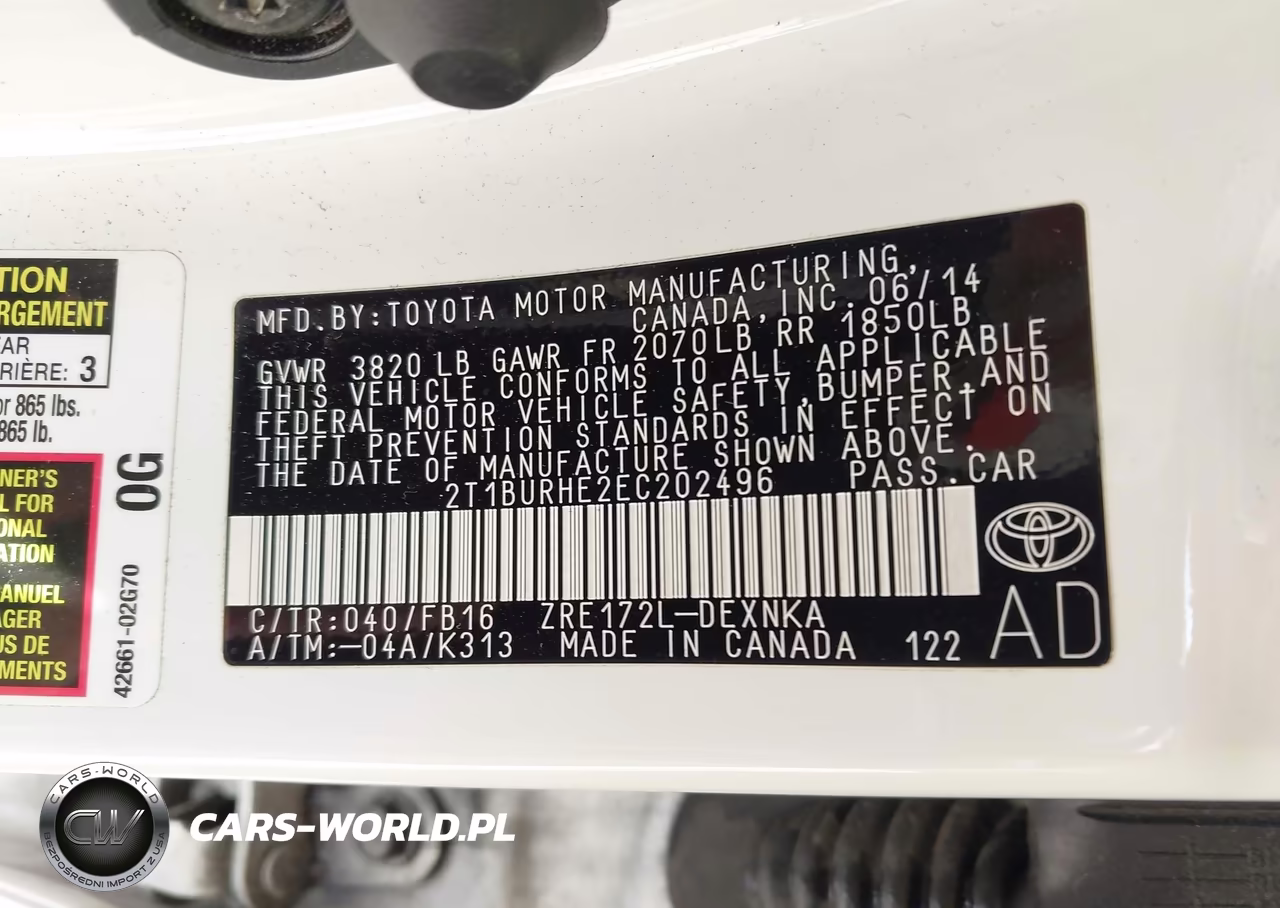2014 Toyota Corolla Le VIN:2T1BURHE2EC202496 - 9