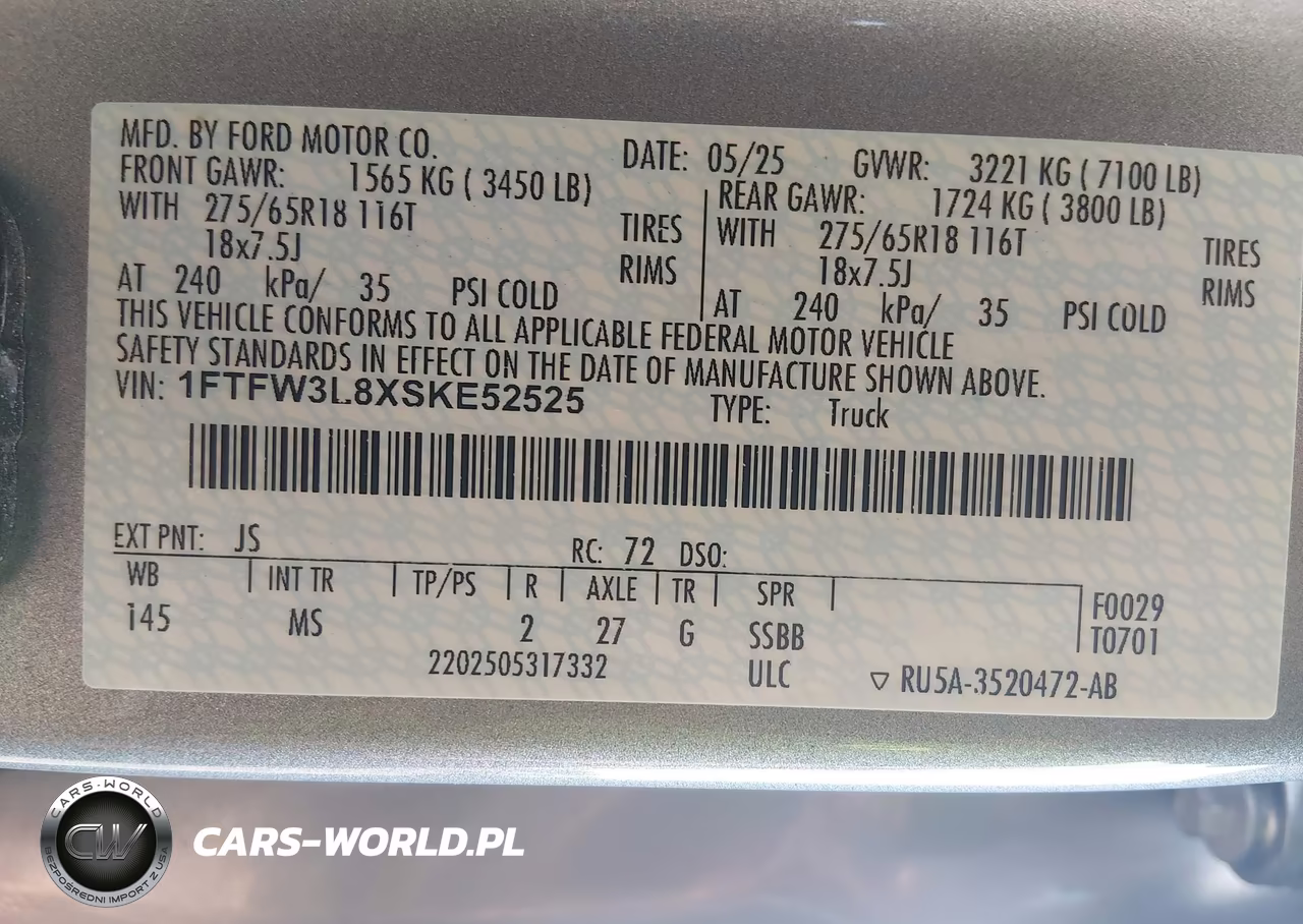 2025 Ford F-150 Xlt VIN:1FTFW3L8XSKE52525 - 9