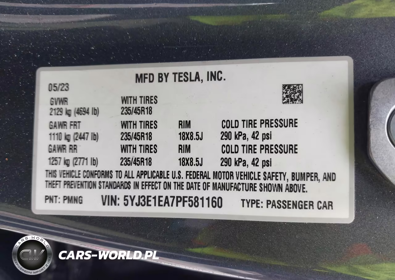 2023 Tesla Model 3 Rear-Wheel Drive VIN:5YJ3E1EA7PF581160 - 9