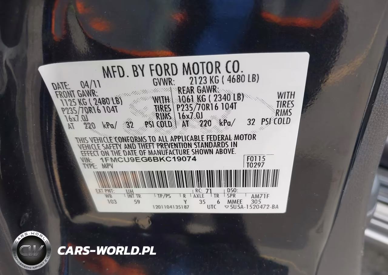 2011 Ford Escape Limited VIN:1FMCU9EG6BKC19074 - 9