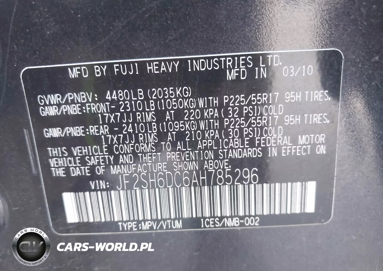 2010 Subaru Forester 2.5X Limited VIN:JF2SH6DC6AH785296 - 9