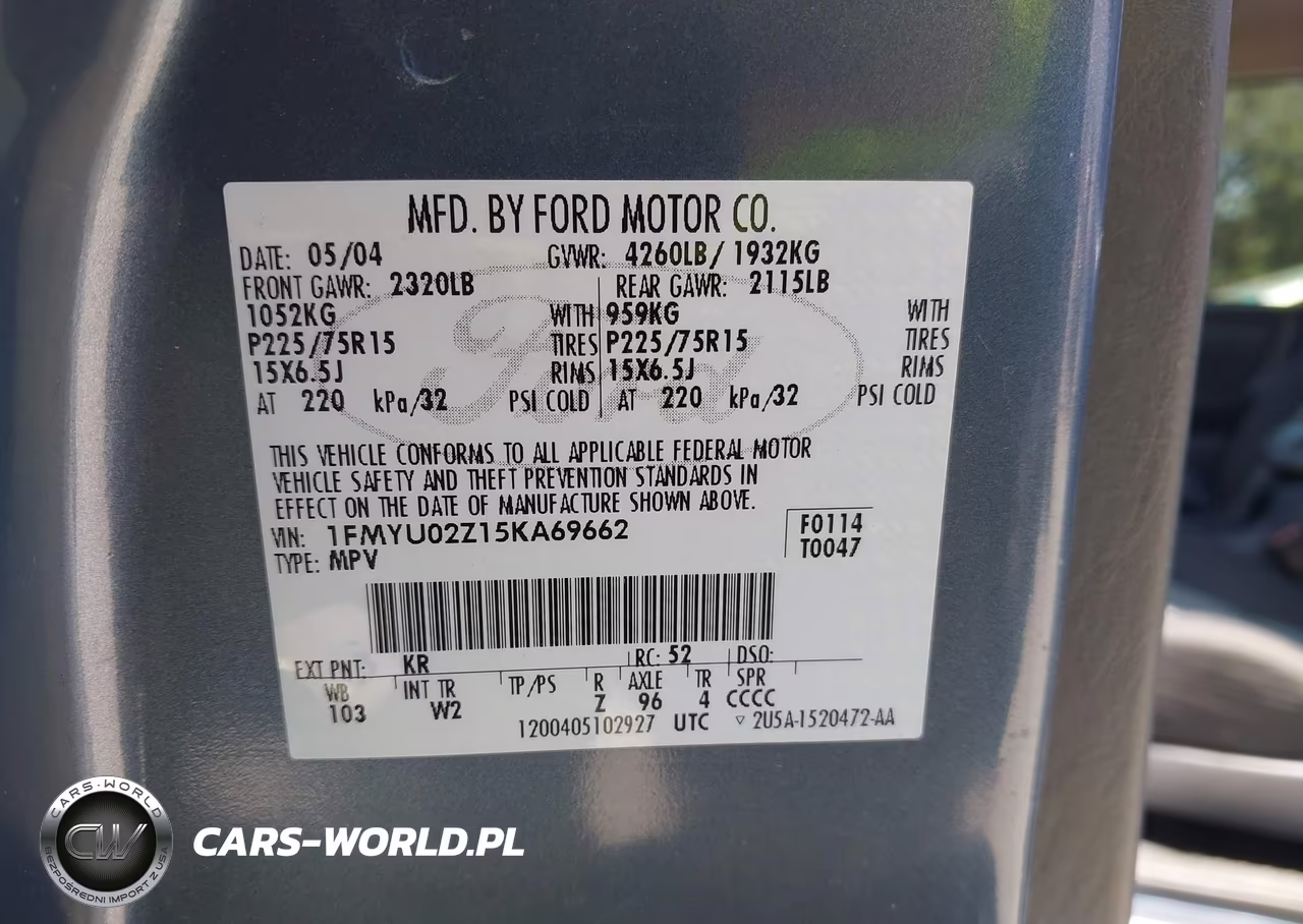 2005 Ford Escape Xls VIN:1FMYU02Z15KA69662 - 9