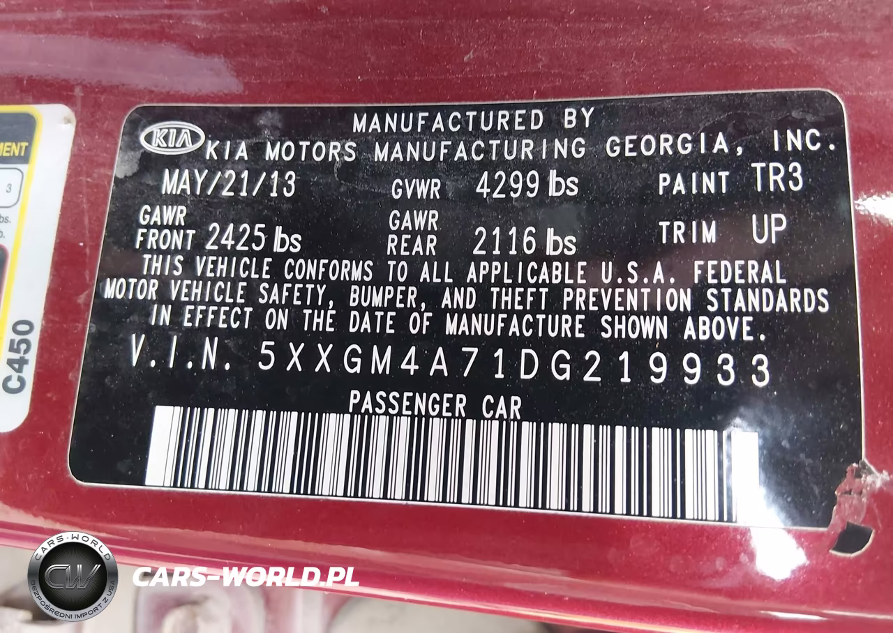 2013 Kia Optima Lx VIN:5XXGM4A71DG219933 - 9