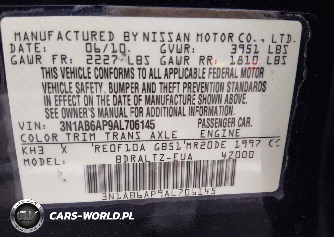 2010 Nissan Sentra 2.0S VIN:3N1AB6AP9AL706145 - 9