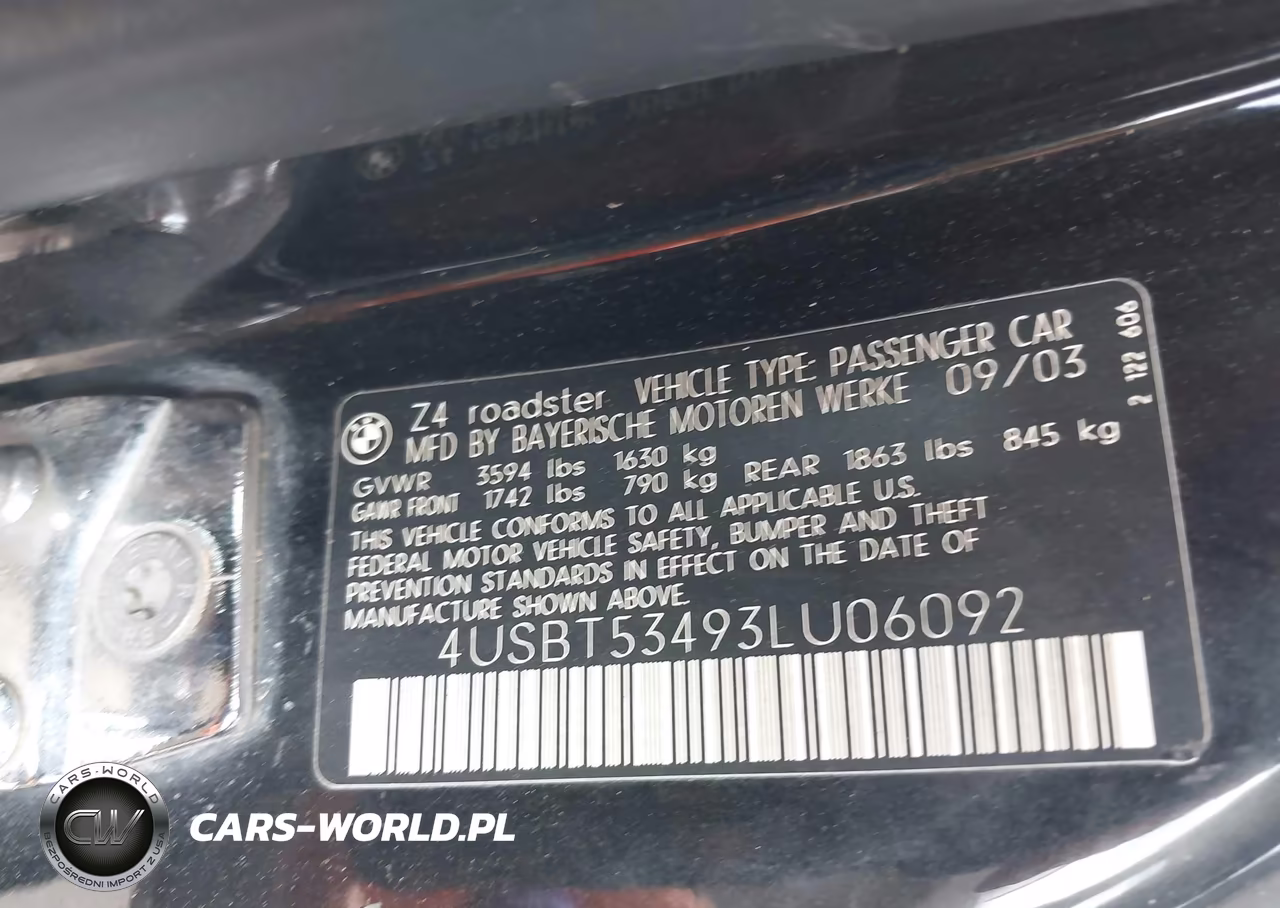 2003 BMW Z4 3.0I VIN:4USBT53493LU06092 - 9