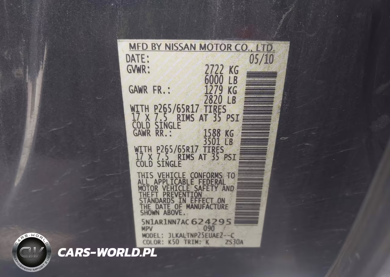 2010 Nissan Pathfinder Se VIN:5N1AR1NN7AC624295 - 9