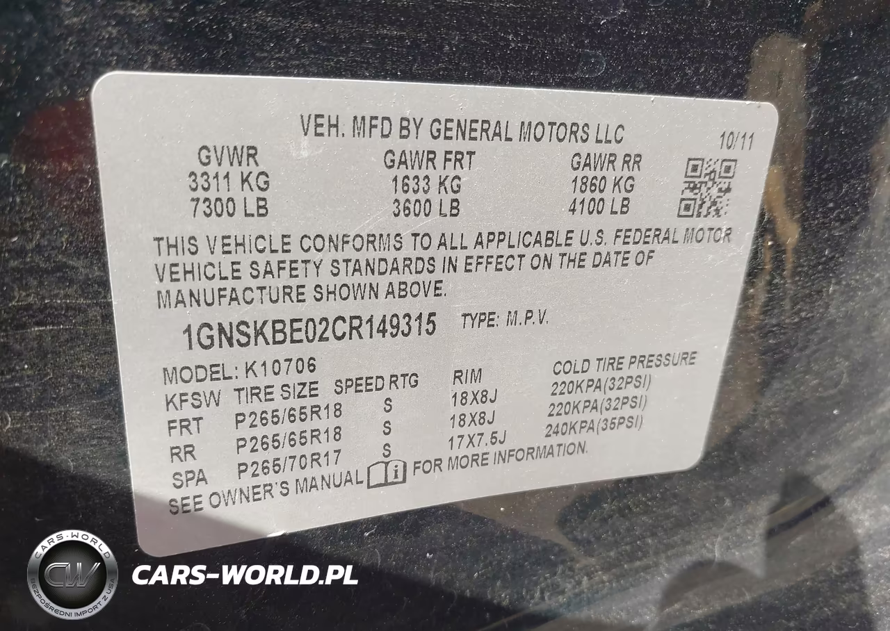 2012 Chevrolet Tahoe Lt VIN:1GNSKBE02CR149315 - 9